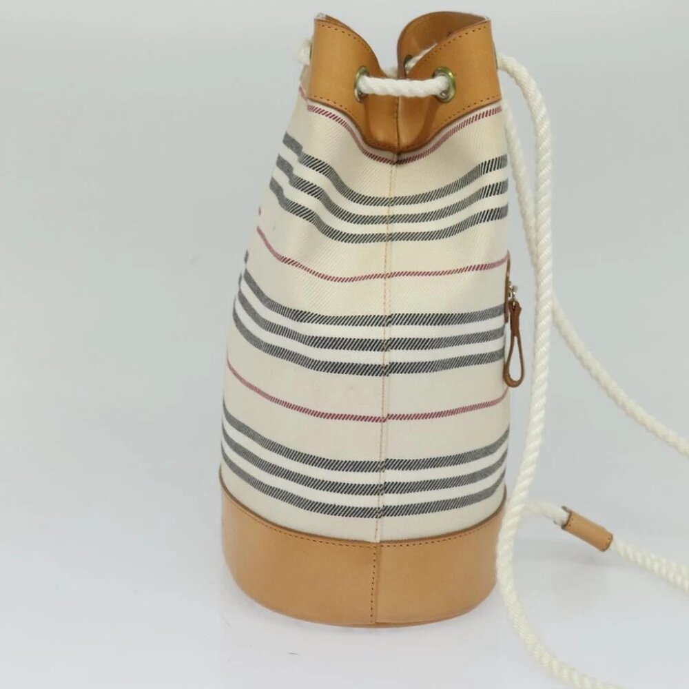 BURBERRY Shoulder Bag Canvas Leather White - Picture 4 of 16